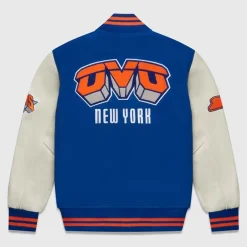 OVO NBA New York Knicks Blue Varsity Jacket - Danezon