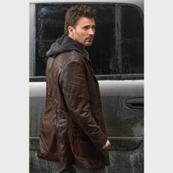 Chris Evans Red One 2023 Leather Jacket Brown