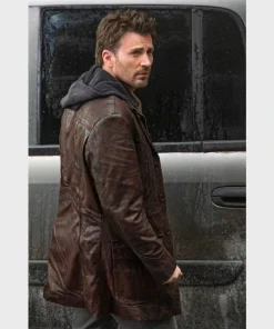 Chris Evans Red One 2023 Leather Jacket Brown