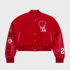 Red Teyana Taylor Jordan Cropped Varsity Jacket