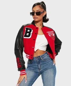 Chicago Bulls Red Cropped Jacket