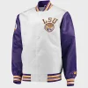 Starter The Legend LSU Tigers White and Purple Satin Jacket
