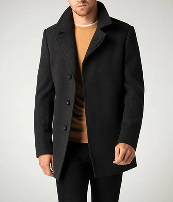 Men's Charcoal Wool Overcoat