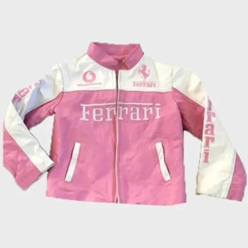 Ferrari Pink Leather Jacket For Sale