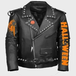 Halloween Black Leather Jacket For Sale