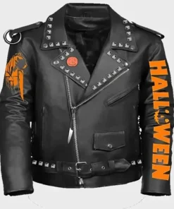Halloween Black Leather Jacket For Sale