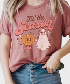 Pumpkin Ghost Halloween Pink Shirt