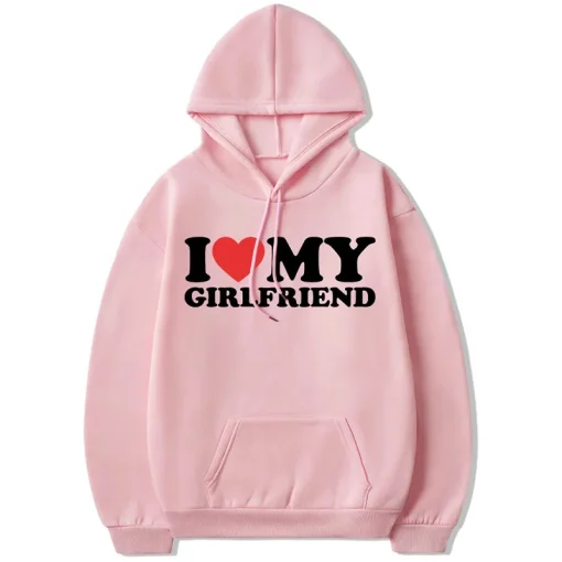 I Love My Girlfriend Pink Hoodie For Sale