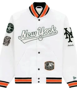 New York Mets White Varsity Jacket