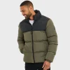 Mens Padded Puffer Green And Black Jacket