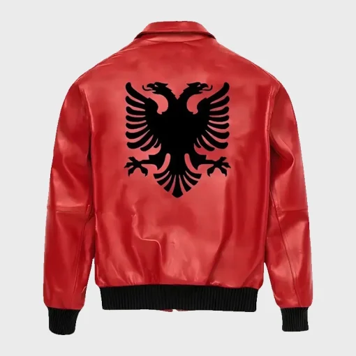 Albanian Flag Drake Jacket Red Leather