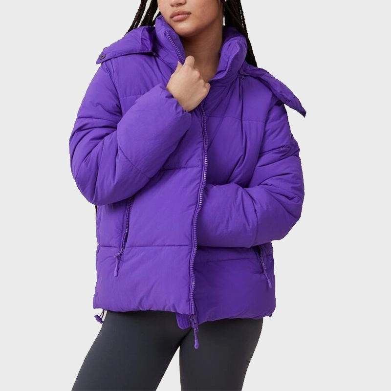Trendy Purple Hooded Puffer Jacket - Danezon