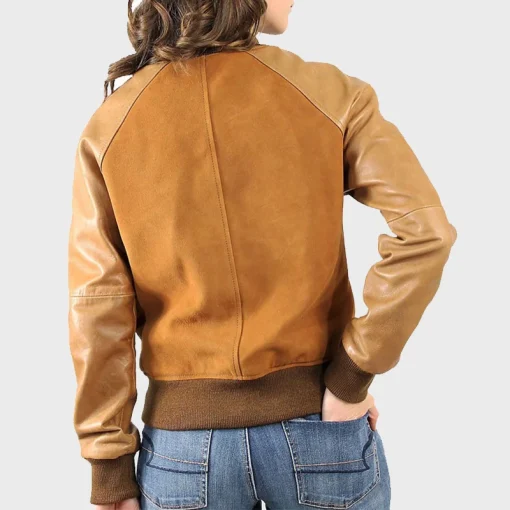 Womens Suede Leather Varsity Jacket