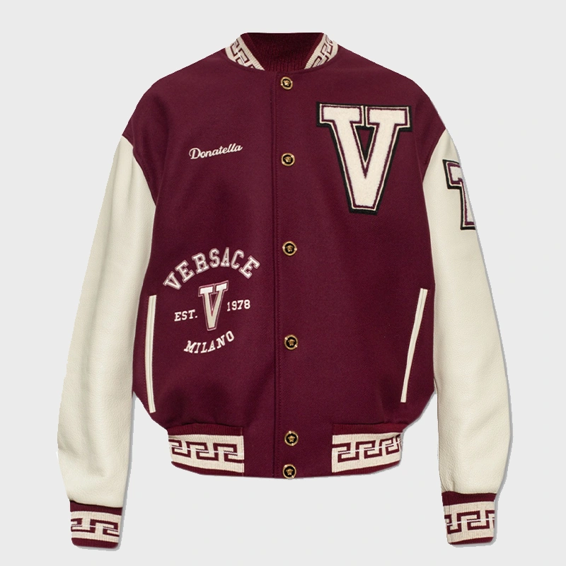 Trendy Versace Burgundy Varsity Jacket - Danezon
