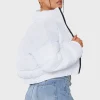 White Cropped Puffer Jacket For Sale