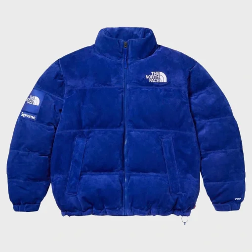 Supreme The North Face Suede Nuptse Jacket Blue