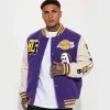 Los Angeles Lakers Purple And White Letterman Jacket