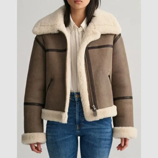 Trendy Brown Shearling Jacket