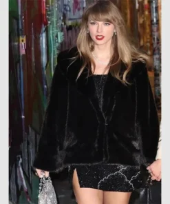 Taylor Swift 34th Birthday Faux Fur Coat Black