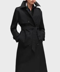 Trendy Black Trench Coat Women