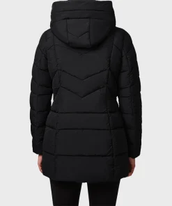Black Hooded Puffer Jacket For Sale
