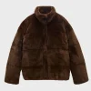 Brown Womens Fur Puffer Jacket