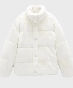 Womens Fur Puffer Jacket White