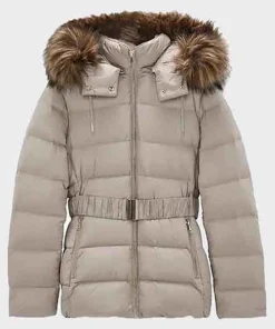Womens Hooded Fur Puffer Jacket