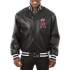 Angels Black Leather Baseball Jacket