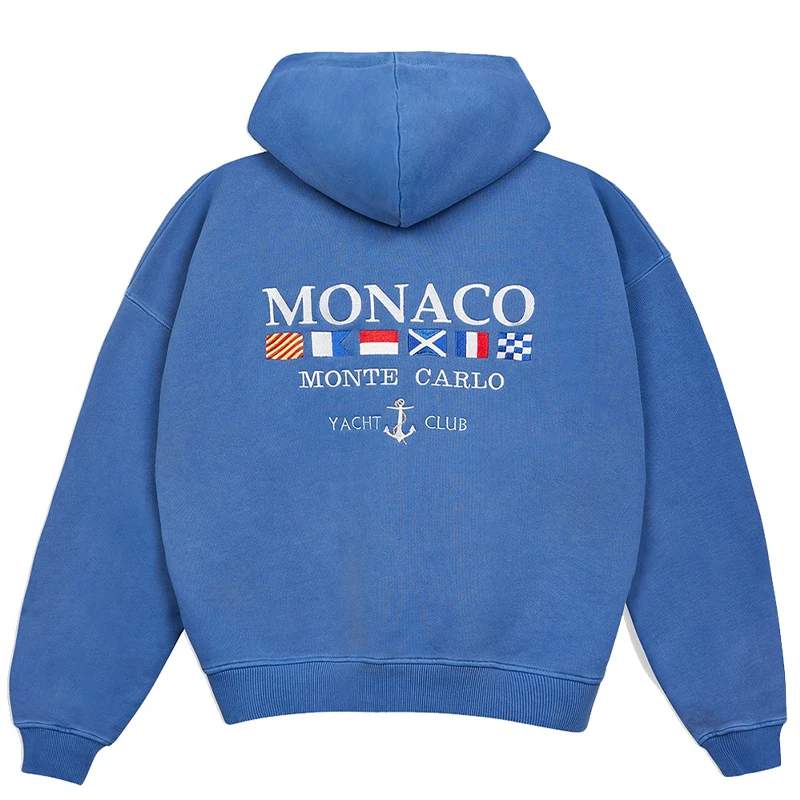 Monaco Heavyweight Blue Pullover Hoodie - Danezon