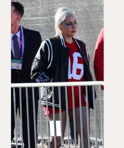 Super Bowl Lady Gaga Black Varsity Jacket