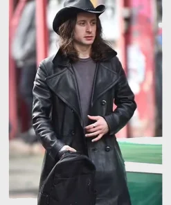 Rory Culkin 5lbs of Pressure Leather Coat Black