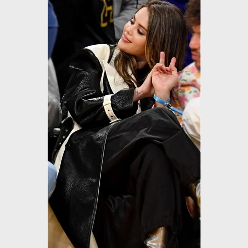 Selena Gomez Color Blocked Trench Coat