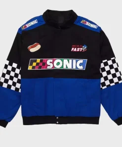 Trendy Sonic the Hedgehog Checkered Racing Blue Jacket