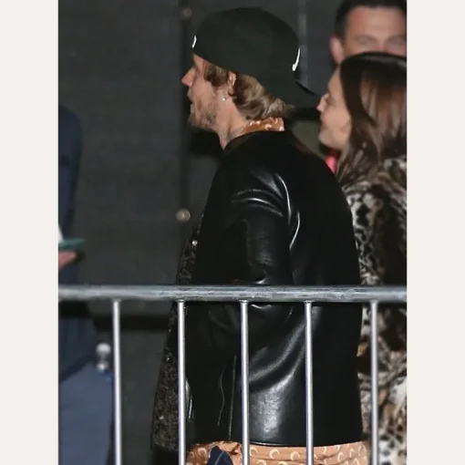 Justin Bieber Super Bowl LVIII Black Leather Jacket