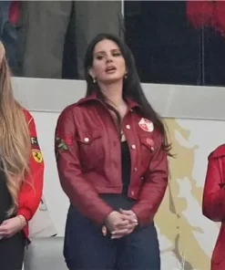 Lana Del Rey Super Bowl Red Leather Jacket