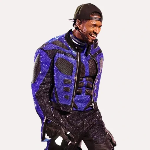 Usher Super Bowl Jacket black and blue - Danezon
