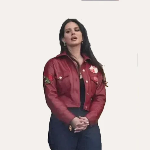 Super Bowl Jacket Lana Del Rey Red Cropped