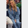 American Soccer Player Brittany Mahomes Blue Denim Jacket