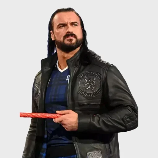 WWE Raw Drew McIntyre Black Leather Quilted Jacket