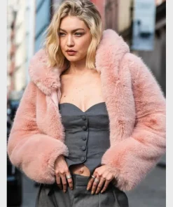 Pink Faux Fur Gigi Hadid Jacket