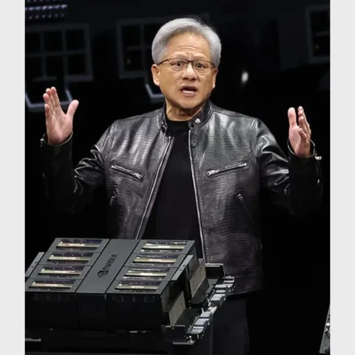 Nvidia CEO Jensen Huang Lizard Embossed Biker Leather Jacket