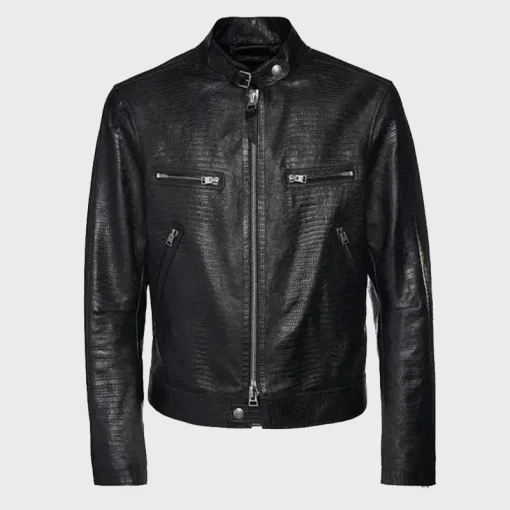 Jensen Huang Black Biker Leather Jacket For Sale
