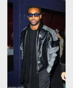 Black And Grey Leather Lucien Laviscount Jacket