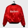 Marlboro Vintage 90s Red Satin Bomber Jacket