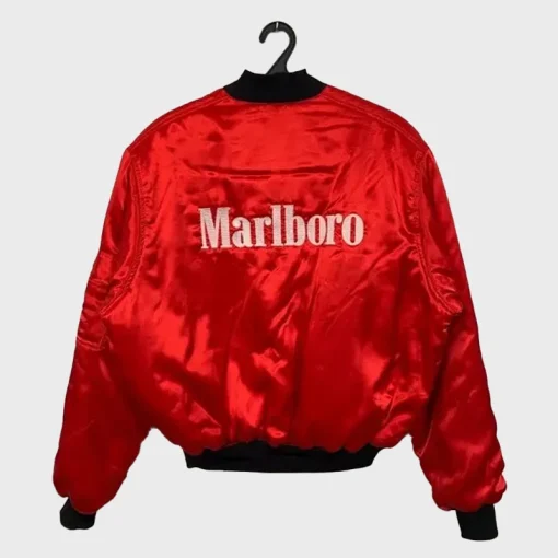 Marlboro Vintage 90s Red Satin Bomber Jacket