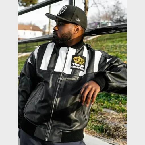Black And White LL Cool J Troop Champion Jacket For Sale