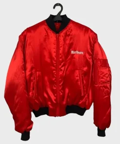 Marlboro 90s Red Satin Bomber Vintage Jacket