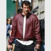 NYC Callum Turner Louis Vuitton Maroon Jacket