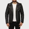 Motorcycle Black Padded Leather Jacket